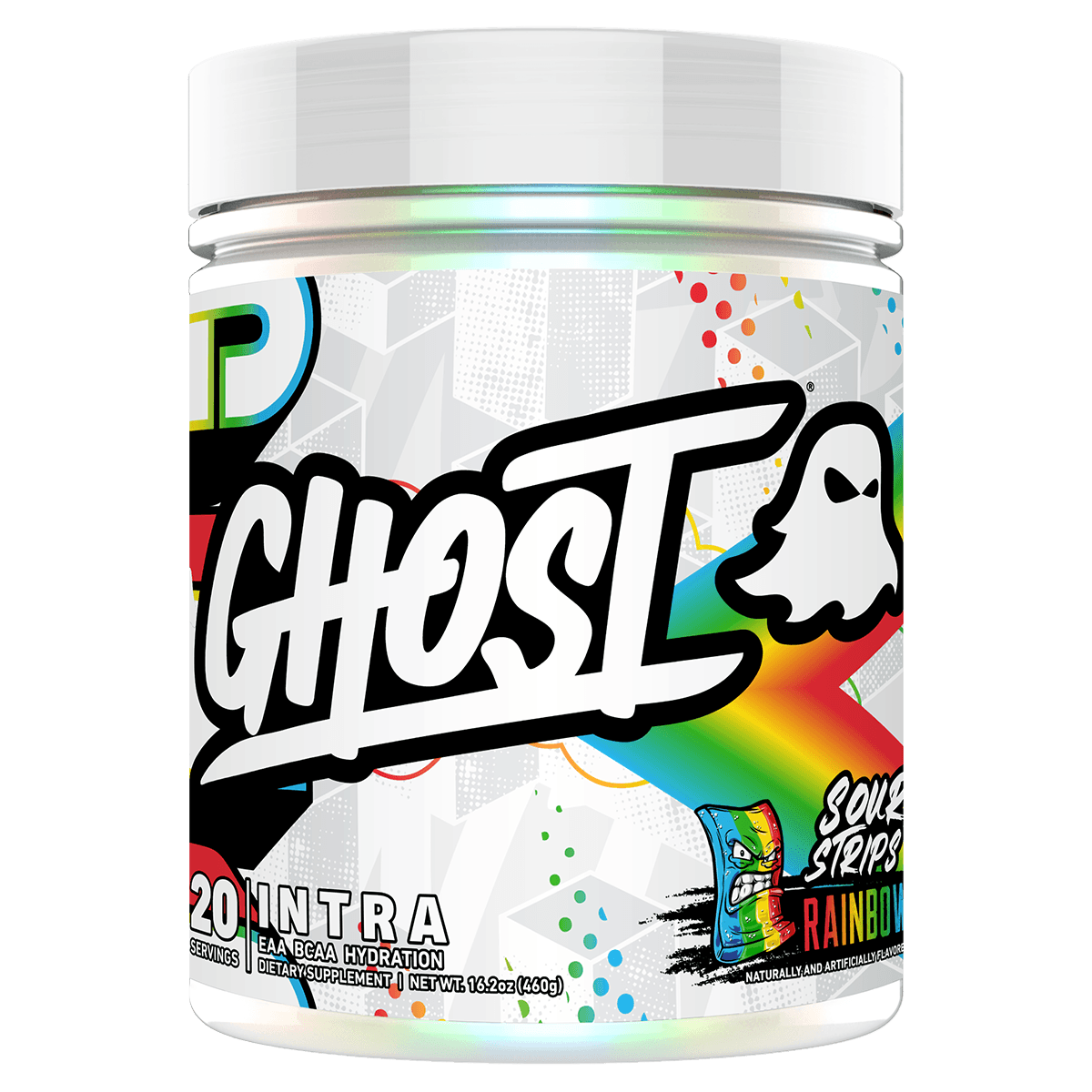 Ghost Intra EAA + BCAA Hydration – 20 Servings Sour Strips Rainbow