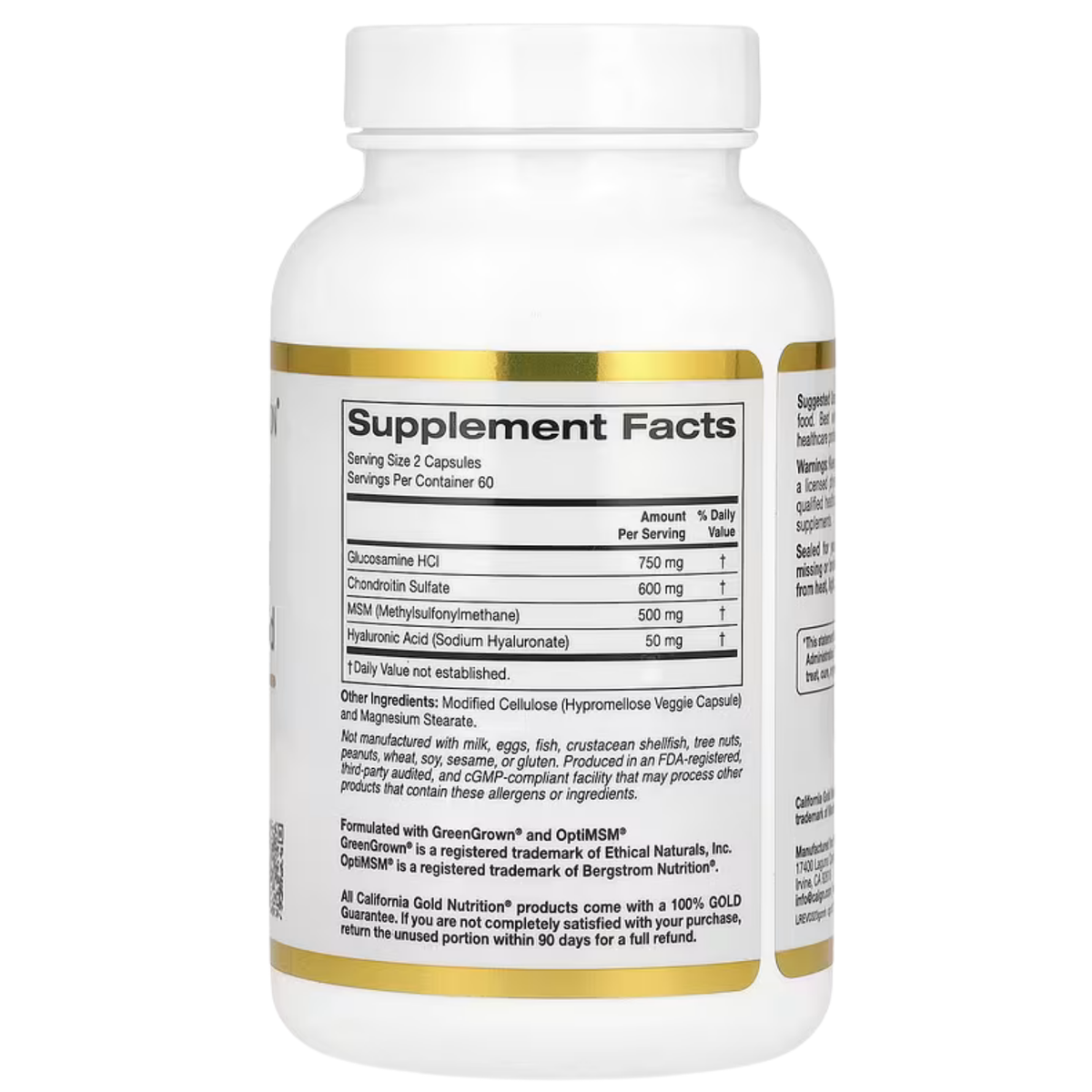 Glucosamine, Chondroitin, MSM plus Hyaluronic Acid by California GOLD Nutrition - Image 2