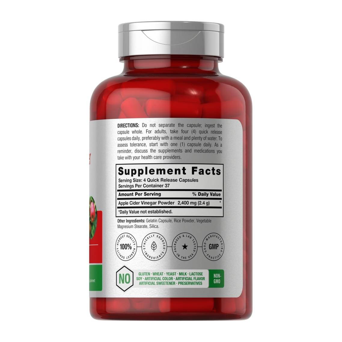 Horbaach Apple Cider Vinegar, supplement facts panel - Image 2