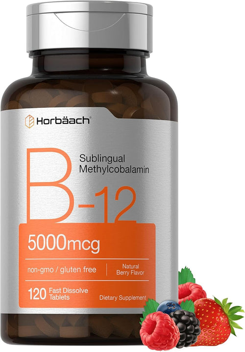 Horbäach B12 Sublingual Methylcobalamin | 5000mcg | 120 Fast Dissolve Tablets General Not specified 