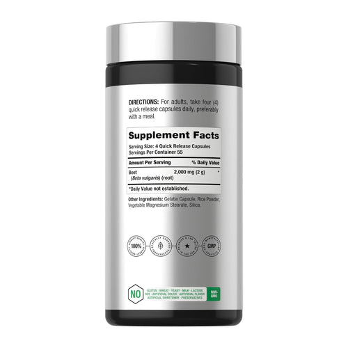 Beet Root 2000mg by Horbaach, supplement facts panel