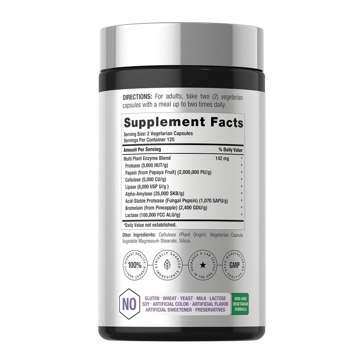 Essential Digestive Enzymes by Horbaach, supplement facts panel - Image 2