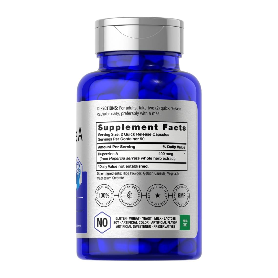 Horbäach Huperzine A 400 mcg 180 Capsules, supplement facts panel - Image 2
