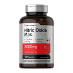 Horbäach Nitric Oxide Max 3000mg – 120 Capsules, front of bottle