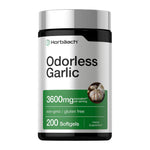Horbaach Odorless Garlic 1200 mg, 200 softgel bottle front