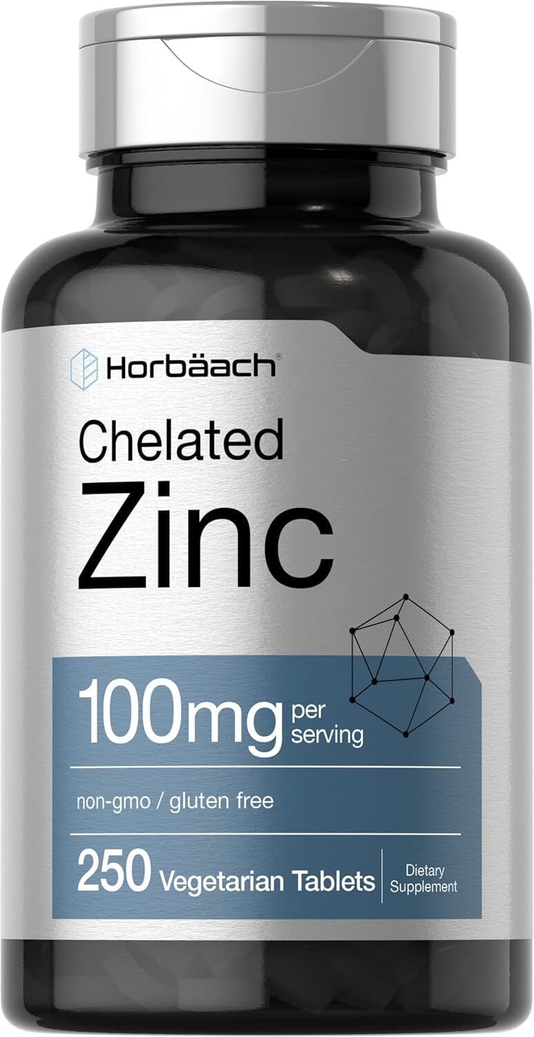 Horbäach Chelated Zinc Supplement 100mg | 250 Tablets General Horbaach 