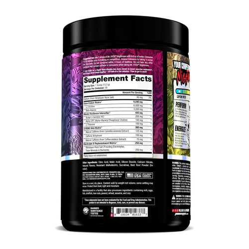Hyde Nightmare Pre-Workout by ProSupps, supplement facts side label