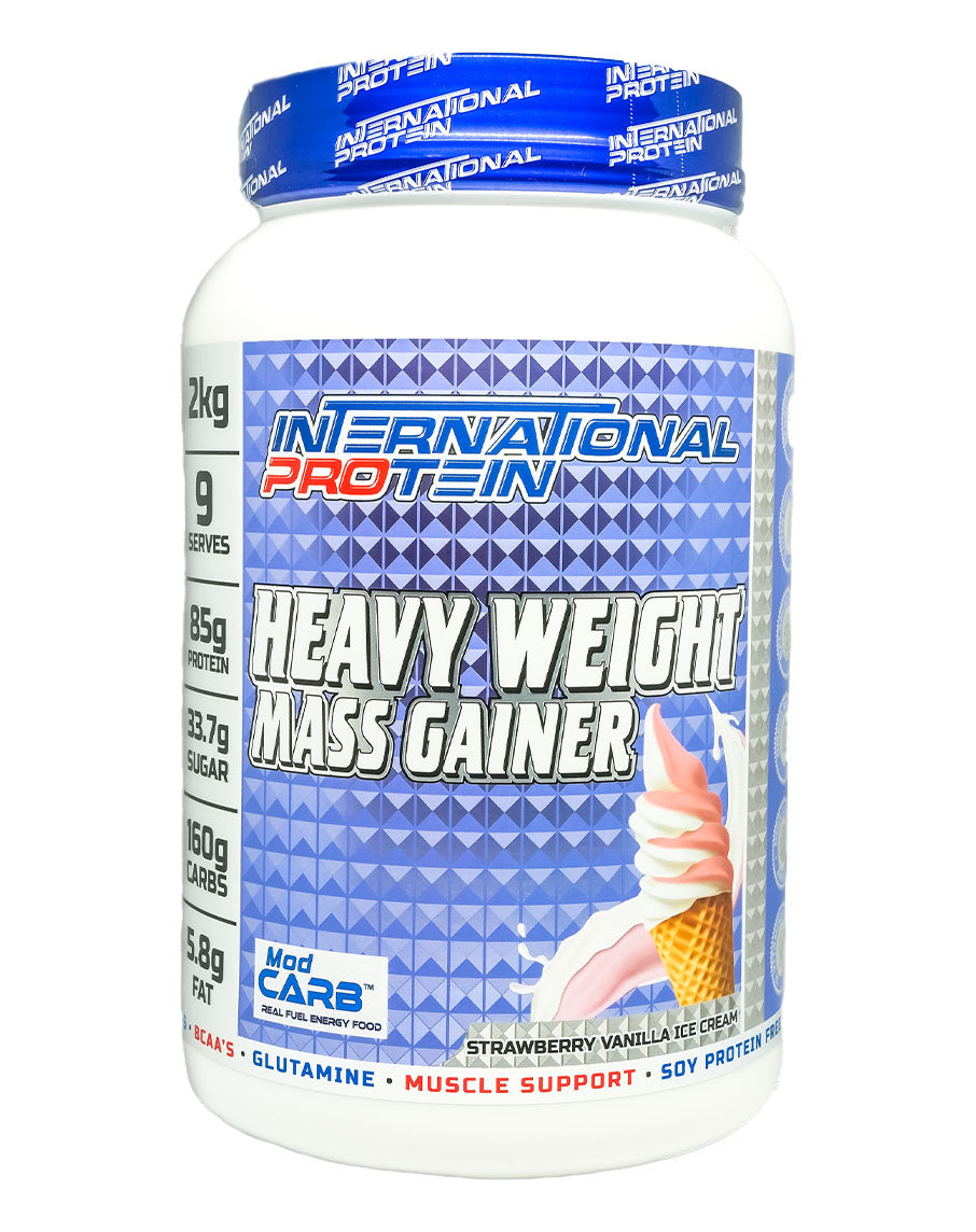 International Protein Heavy Weight Mass Gainer Strawberry Vanilla Ice Cream 2 kg
