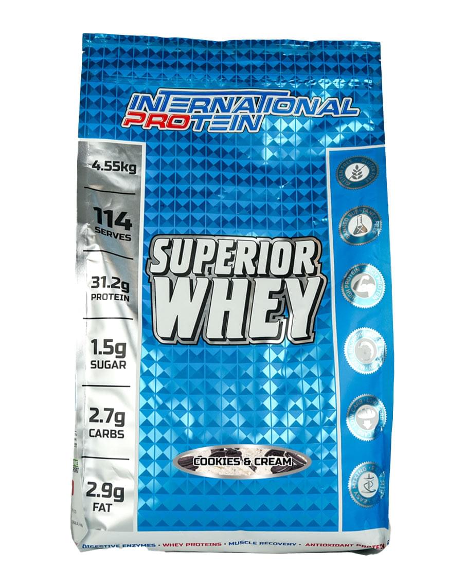 Superior whey protein by International Protein Cookies & Cream 4.55 kg