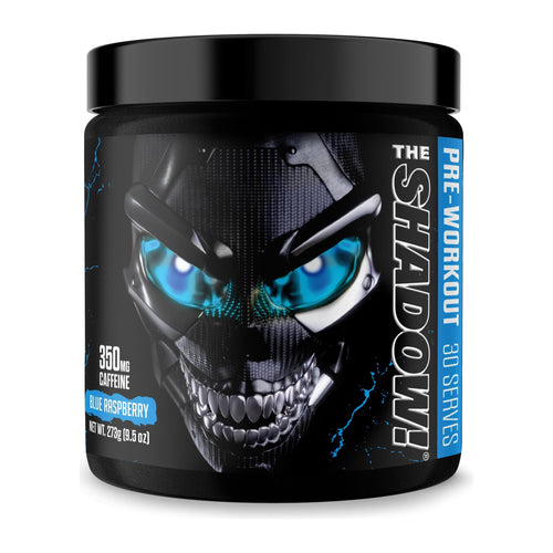 JNX Sports The Shadow Pre-Workout Powder, Blue Raspberry tub front