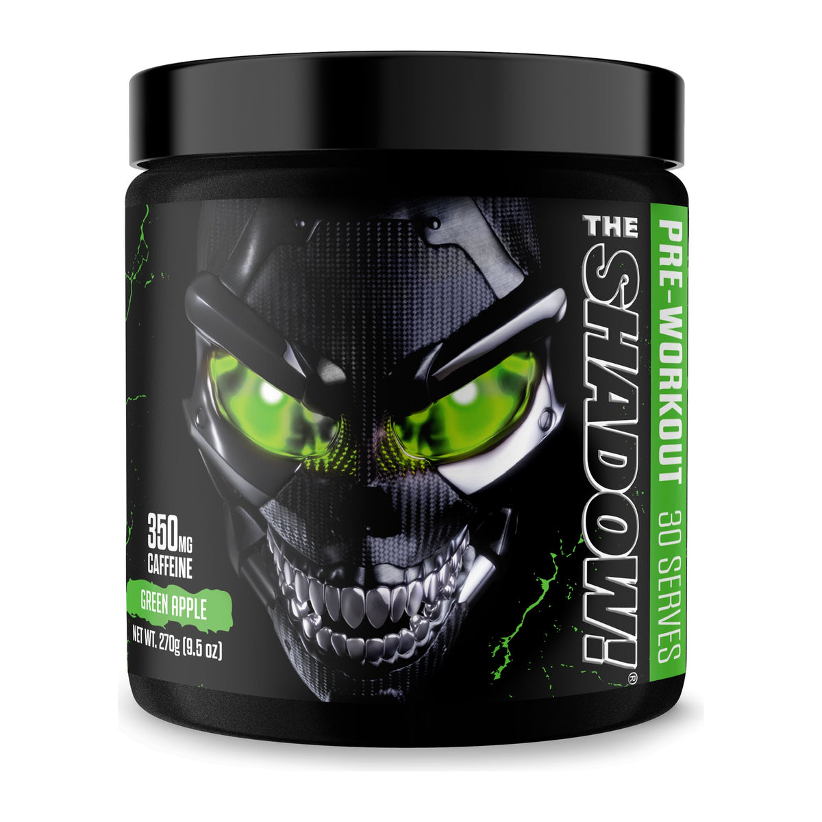 JNX Sports The Shadow Pre-Workout Powder, Green Apple tub front - Image 6