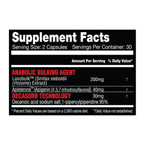 LAXOBULK by Killer Labz, supplement facts panel