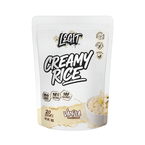 Legit Creamy Rice 1 kg bag, Vanilla, front