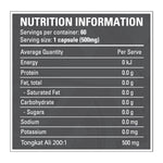 Tongkat Ali by Legit, nutrition information panel