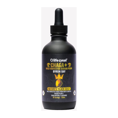 life cykel Chaga+ Mushroom Liquid Extract, 120 mL bottle front