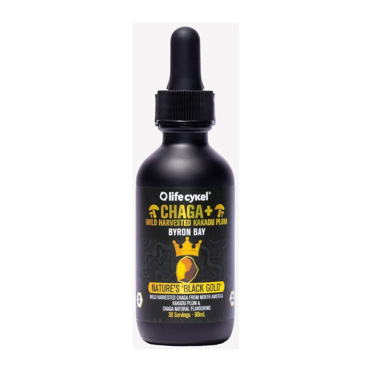 life cykel Chaga+ Mushroom Liquid Extract, 60 mL bottle front - Image 3