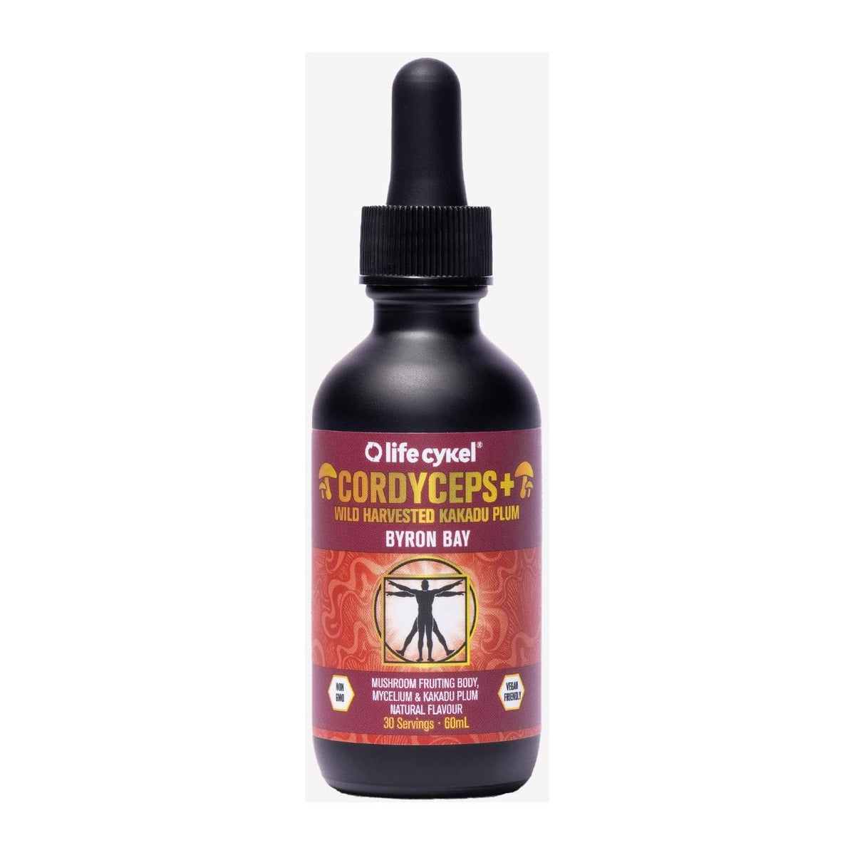 life cykel Cordyceps+ Liquid Extract, 60 mL bottle front - Image 3