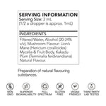 Life Cykel Lion's Mane+ with Kakadu Plum – 120mL, AU serving information panel