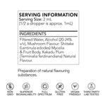 Life Cykel Shiitake Mushroom Liquid Extract, AU serving information panel