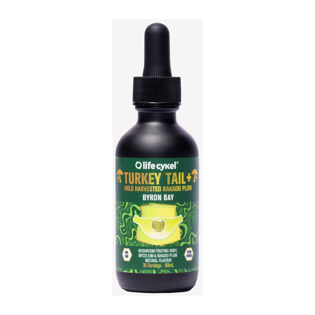 Turkey Tail Mushroom Liquid Extract by Life Cycle, 60 mL bottle front - Image 3