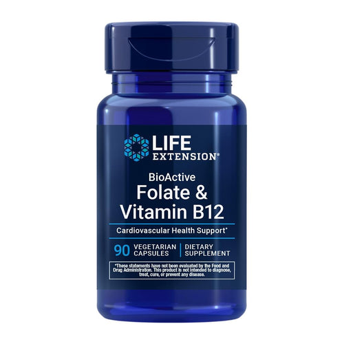 Life Extension Bioactive Folate & Vitamin B12, front of bottle