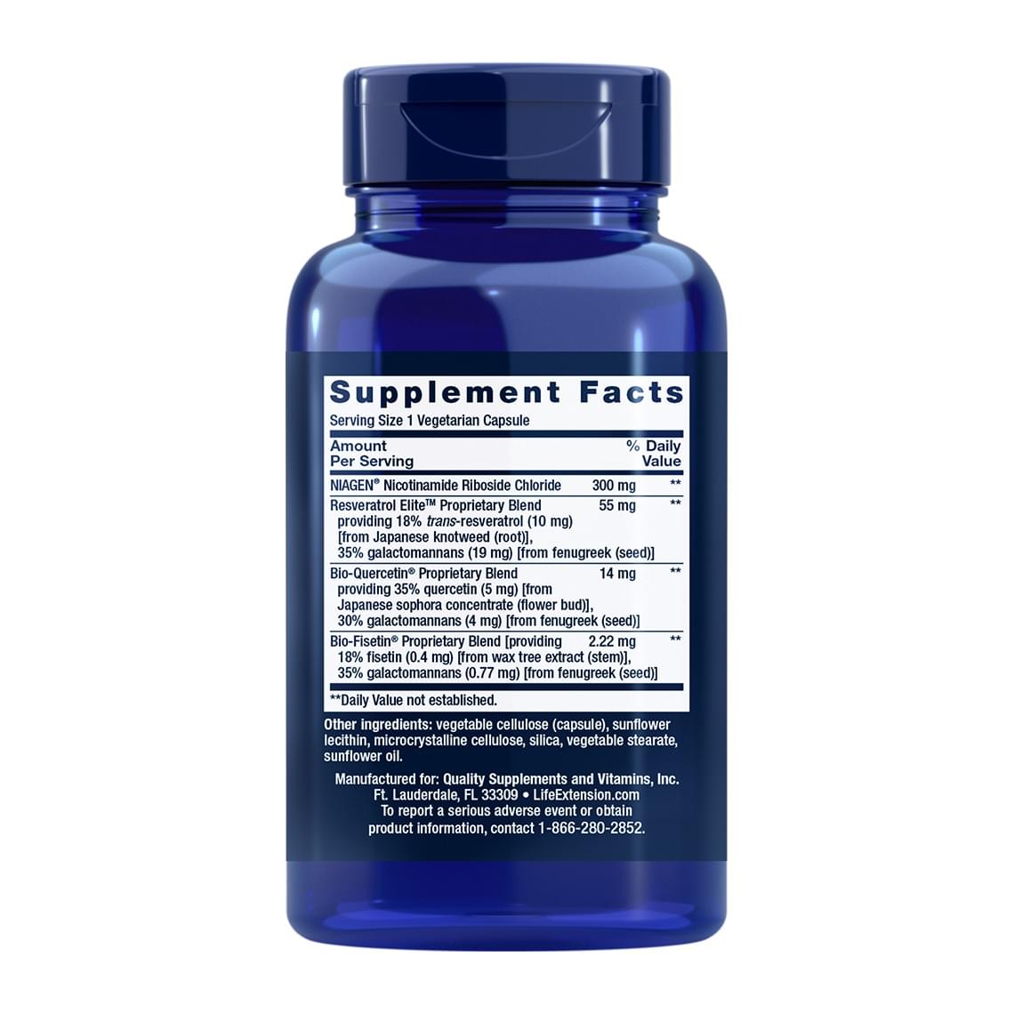 Life Extension, NAD+ Cell Regenerator, supplement facts panel - Image 2