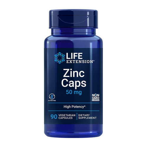 Life Extension Zinc Caps, front of bottle