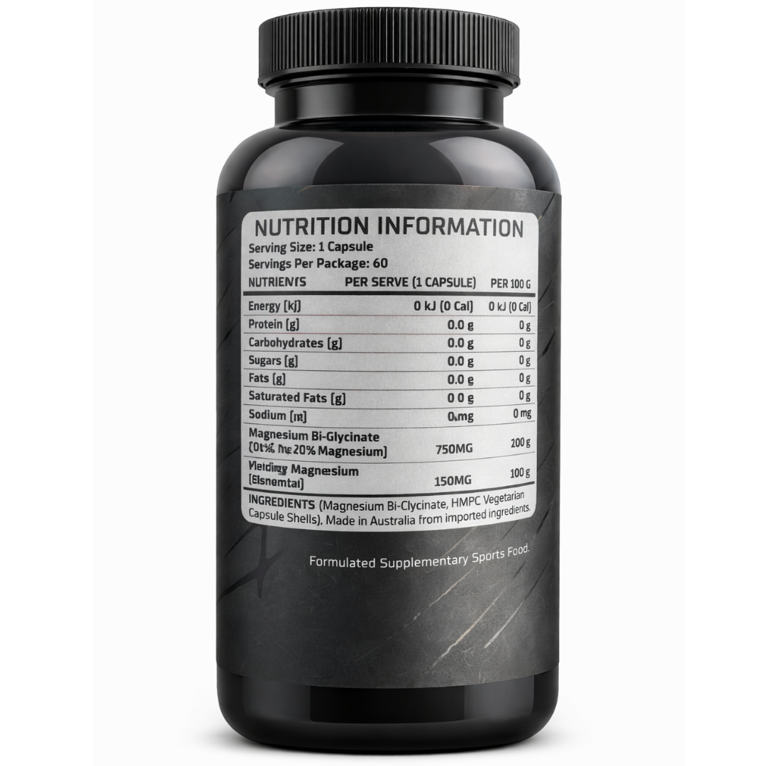 Magnesium Bi-Glycinate 750MG Supplement Facts Label – 150MG Elemental Magnesium per Serve | Beast Labs | SUPPS247