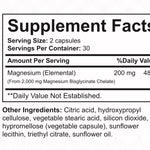 Supplement facts and ingredients label of NatureBest Magnesium Glycinate on white background