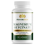 NatureBest Magnesium Glycinate supplement bottle for nervous system support on white background