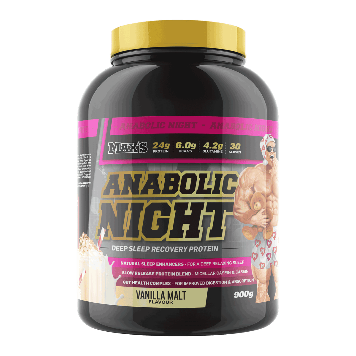 Max’s Anabolic Night Slow Release Casein Protein Vanilla Malt 2 Lbs