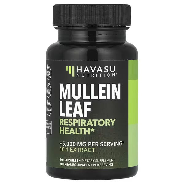 Mullein Leaf 5000mg extract by Havasu Nutrition respiratory health supplement 30 capsules - Image 1