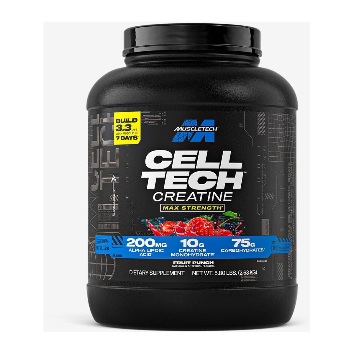 Muscletech Cell Tech, Fruit Punch 6 lb tub front - Image 3