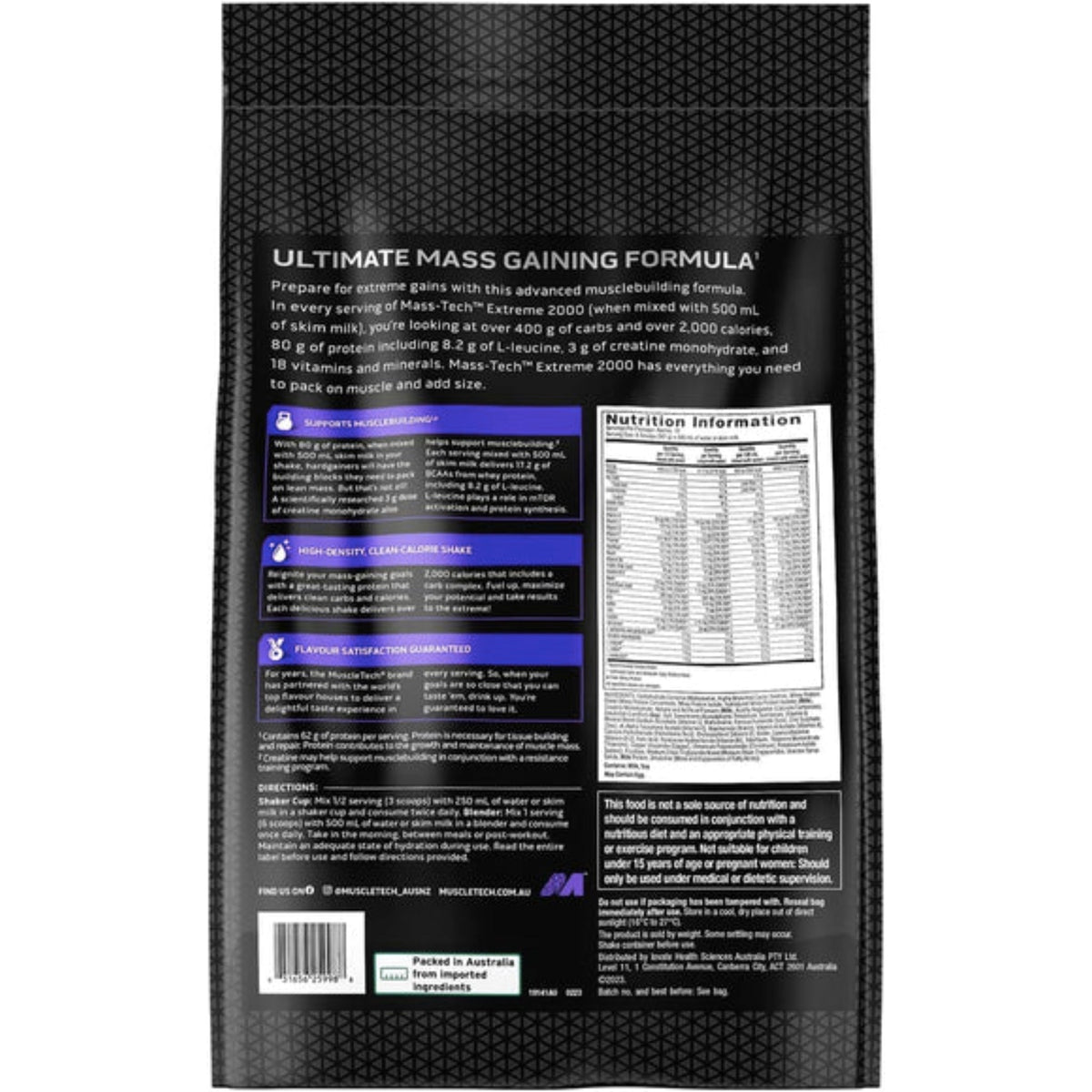 Muscletech Mass Tech Extreme 2000 12 lbs mass gainer SUPPS247  - Image 2