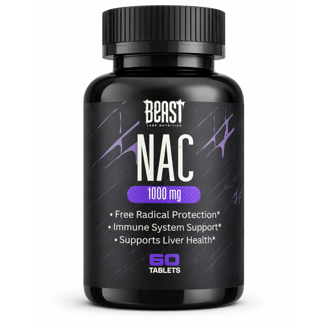 NAC 1000mg by Beast Labs Nutrition 60 Count front bottle view – SUPPS247 - Image 1