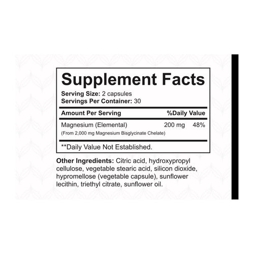 Nature best Magnesium Glycinate, supplement facts panel