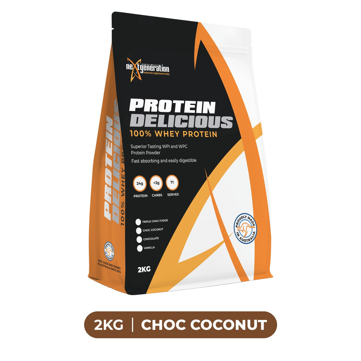 Next Generation Protein Delicious 100% Whey Protein 2KG Choc Coconut