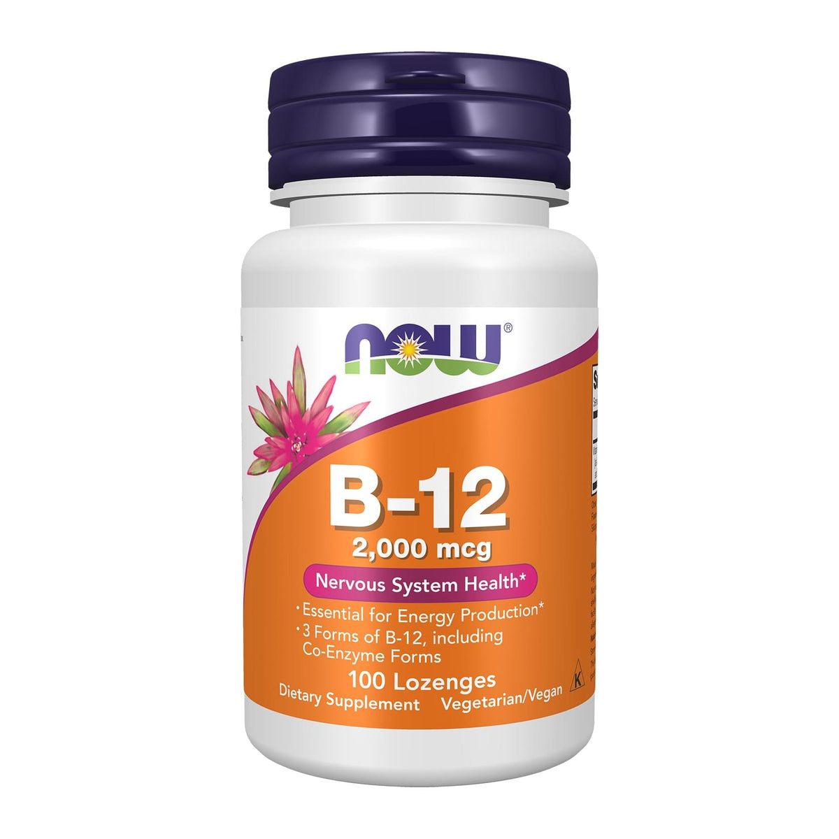 NOW Foods, B-12, 2,000 mcg front of bottle - Image 1