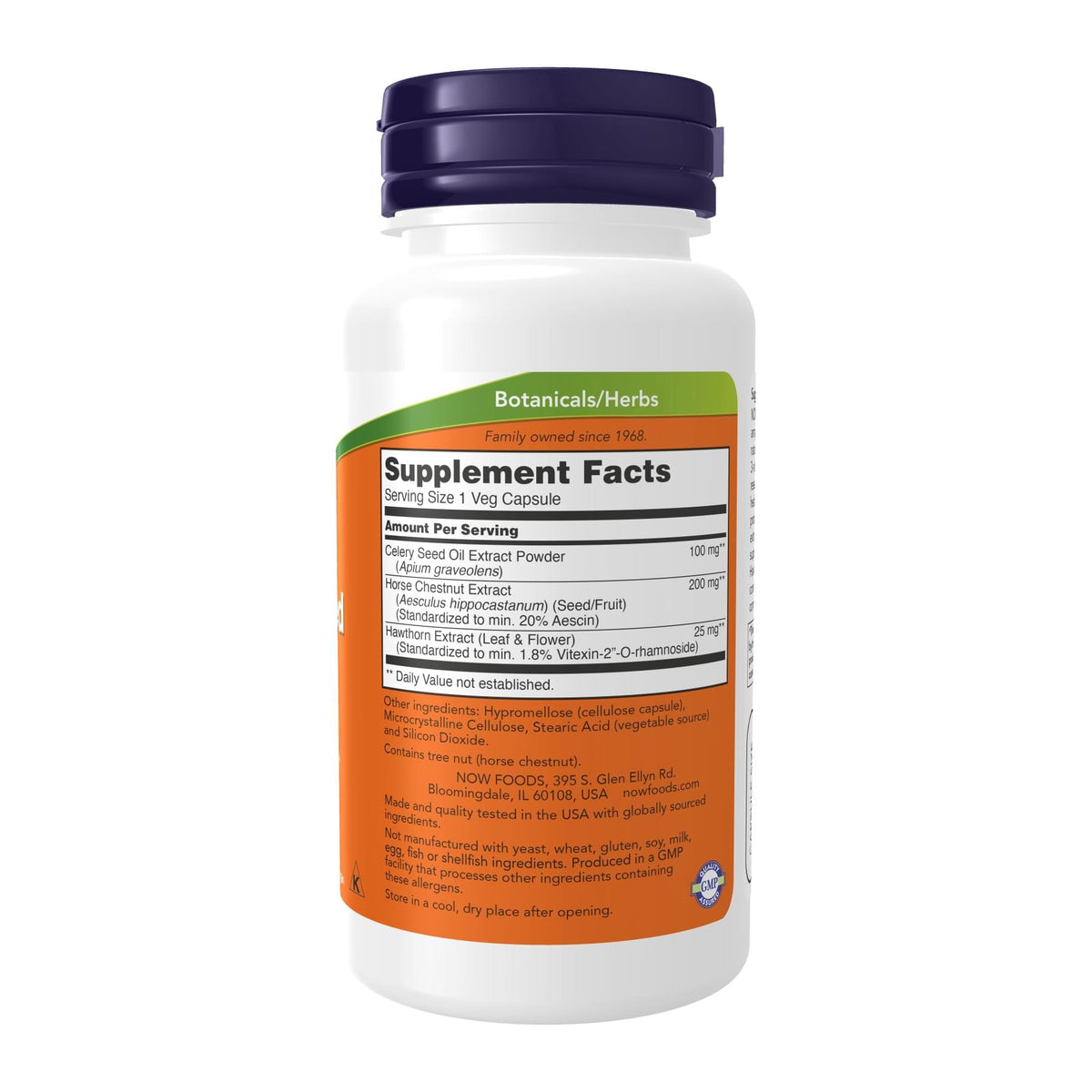 NOW Foods, Celery Seed Extract, 60 Veg Capsules, supplement facts panel - Image 2