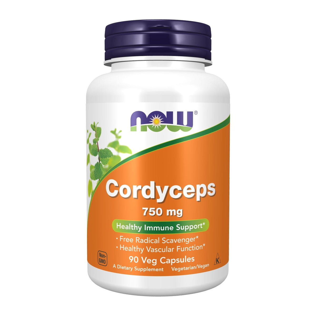 Cordyceps 750 mg by NOW, front of bottle - Image 1