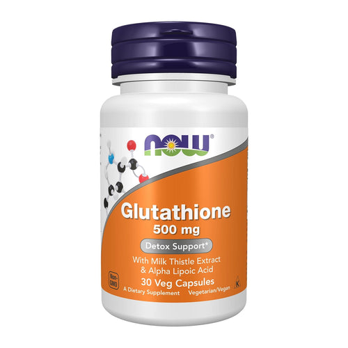 Glutathione 500MG 30 Veg Capsules by NOW, front of bottle