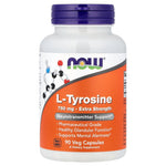 NOW Foods L-Tyrosine 750 mg Extra Strength, 90 capsules, front of bottle