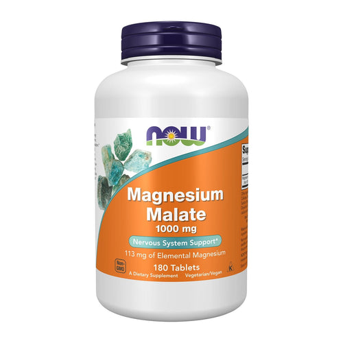 Magnesium Malate by NOW 180 Tablets 1000mg, front of bottle