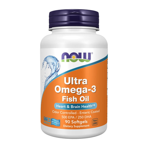 NOW Foods Ultra Omega-3 Fish Oil, front of bottle