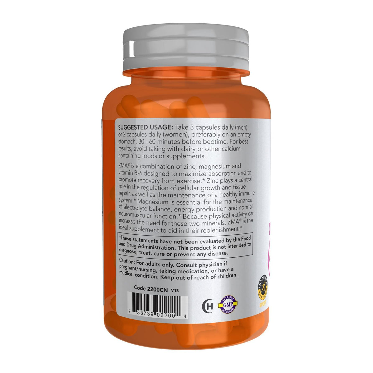 Now Foods Zma, directions label - Image 3