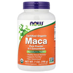 NOW Foods Certified Organic Maca Pure Powder 6:1 Concentrate, 198 g bottle, front label