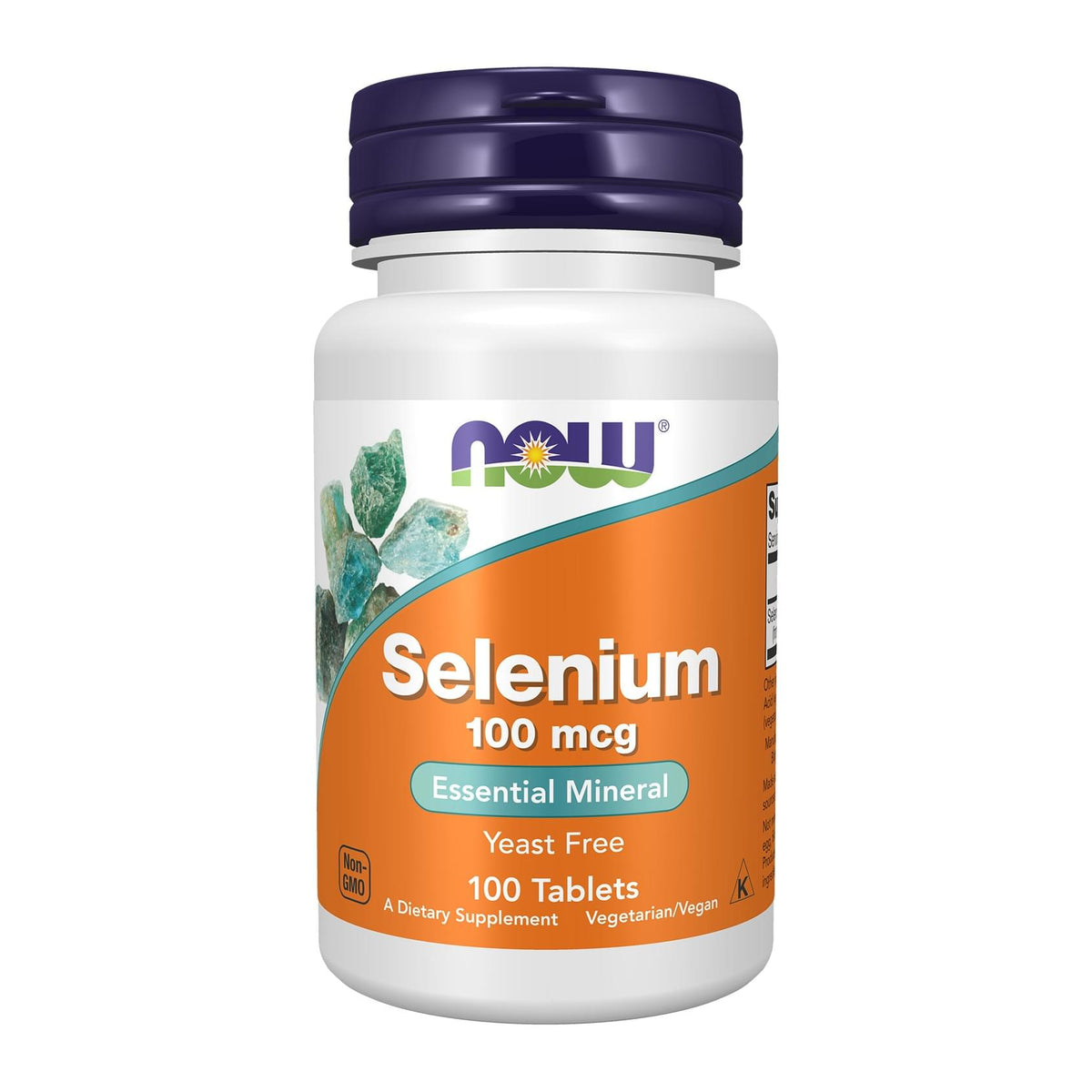 NOW Selenium 100 mcg 100 Tablets, front of bottle - Image 1