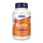 NOW Supplements, Biotin 5,000 mcg, front of 120 capsule bottle