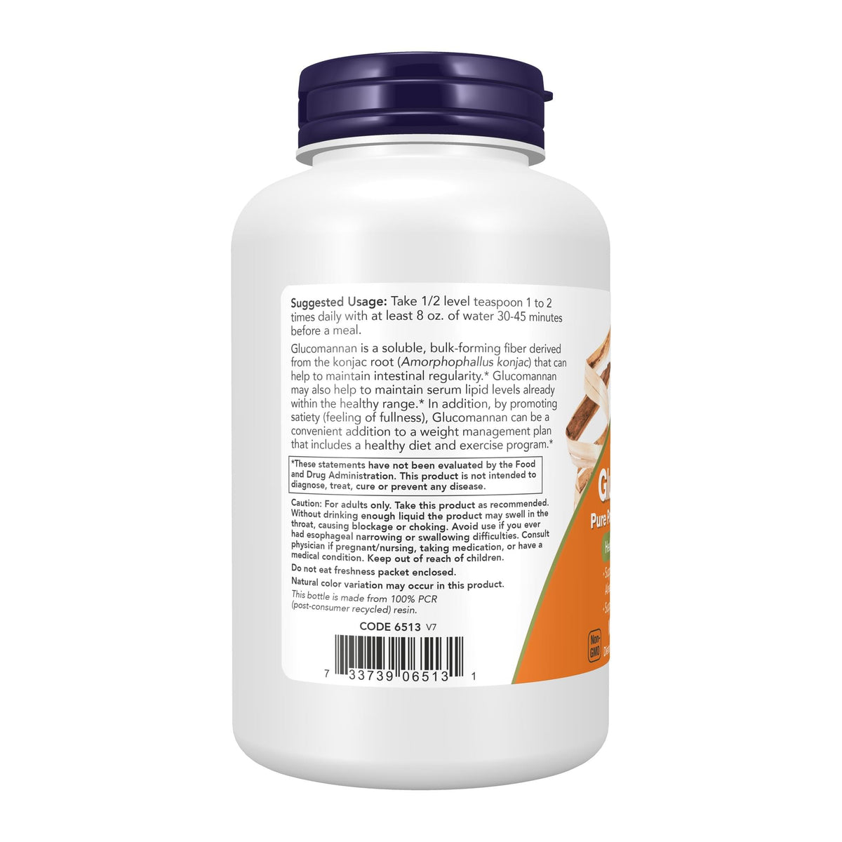 NOW Supplements, Glucomannan, directions label - Image 3