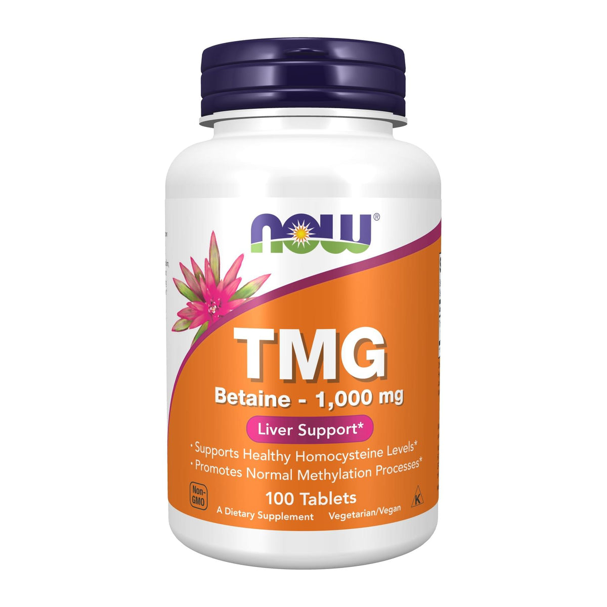 NOW TMG (Trimethylglycine) 1000mg, front of bottle - Image 1